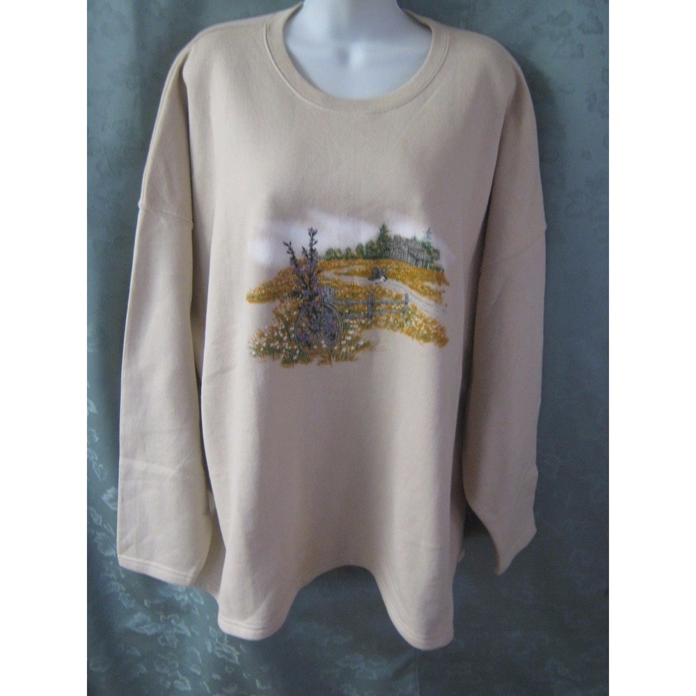 VTG Endless Design Slouch Shoulder Sweatshirt Plus Size 3X NWT Country Theme
